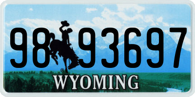 WY license plate 9893697