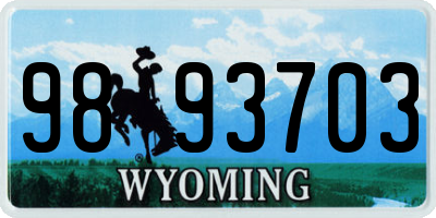 WY license plate 9893703