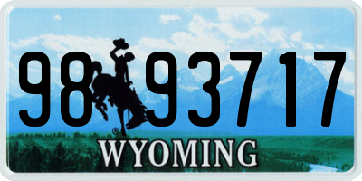 WY license plate 9893717
