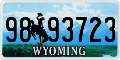 WY license plate 9893723