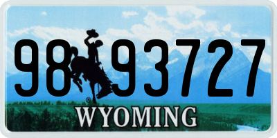 WY license plate 9893727