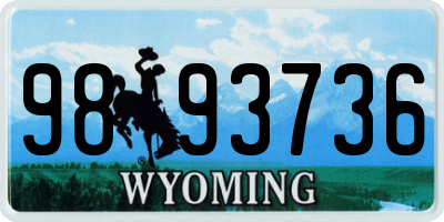 WY license plate 9893736