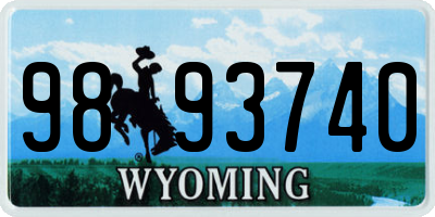 WY license plate 9893740
