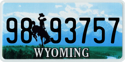 WY license plate 9893757