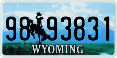 WY license plate 9893831