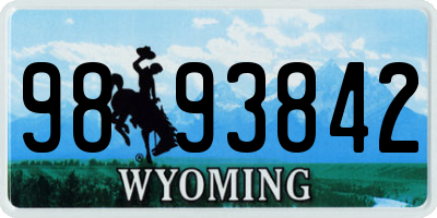 WY license plate 9893842