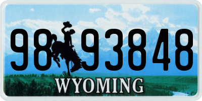 WY license plate 9893848