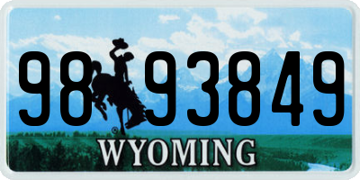 WY license plate 9893849