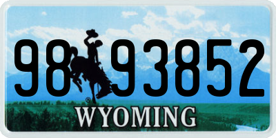 WY license plate 9893852