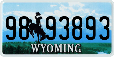 WY license plate 9893893