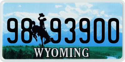WY license plate 9893900