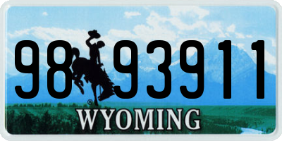 WY license plate 9893911