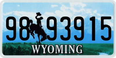 WY license plate 9893915