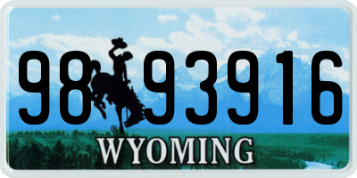 WY license plate 9893916