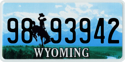 WY license plate 9893942