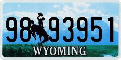 WY license plate 9893951
