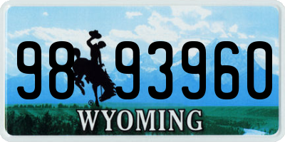 WY license plate 9893960