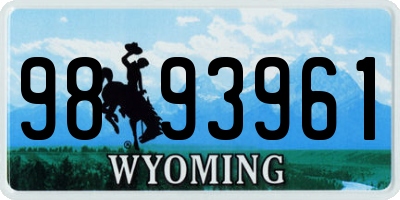 WY license plate 9893961