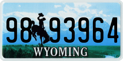 WY license plate 9893964