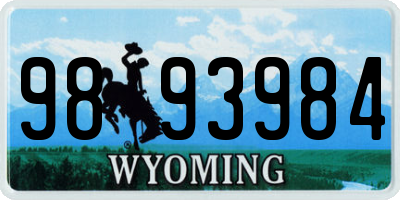 WY license plate 9893984