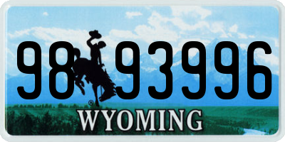 WY license plate 9893996