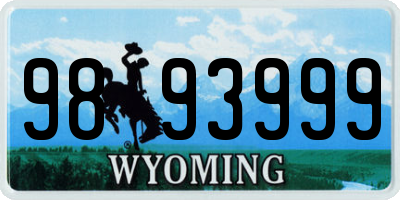 WY license plate 9893999