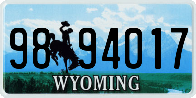WY license plate 9894017
