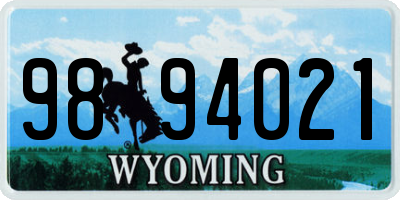 WY license plate 9894021