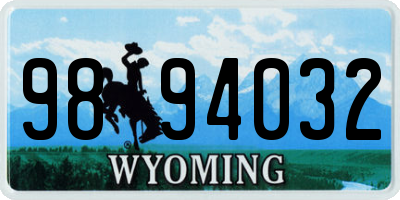 WY license plate 9894032