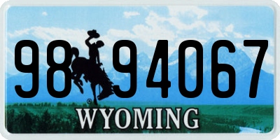 WY license plate 9894067