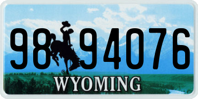 WY license plate 9894076