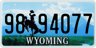 WY license plate 9894077
