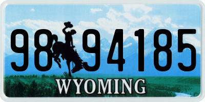 WY license plate 9894185
