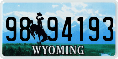 WY license plate 9894193