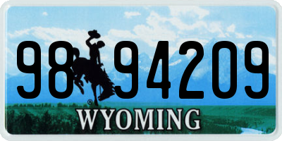 WY license plate 9894209