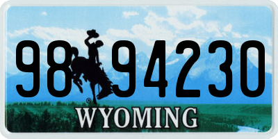 WY license plate 9894230