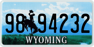 WY license plate 9894232
