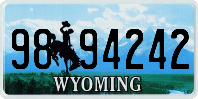 WY license plate 9894242