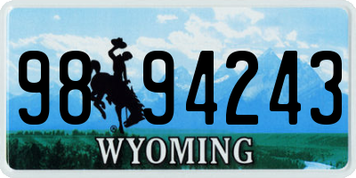 WY license plate 9894243