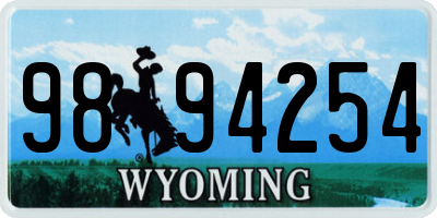WY license plate 9894254