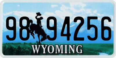 WY license plate 9894256