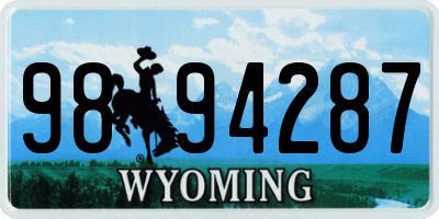 WY license plate 9894287