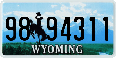 WY license plate 9894311
