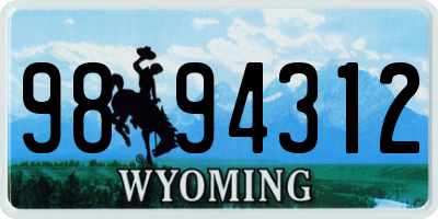 WY license plate 9894312