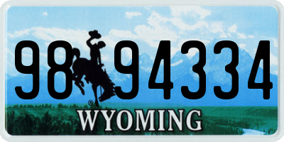 WY license plate 9894334