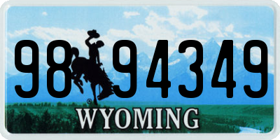 WY license plate 9894349