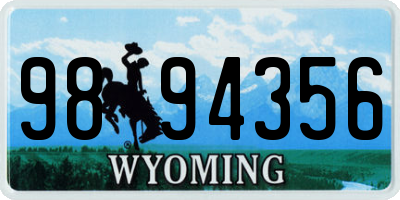 WY license plate 9894356