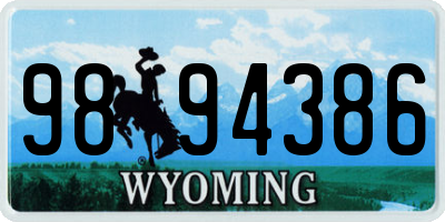 WY license plate 9894386