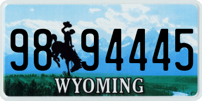 WY license plate 9894445
