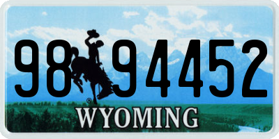 WY license plate 9894452